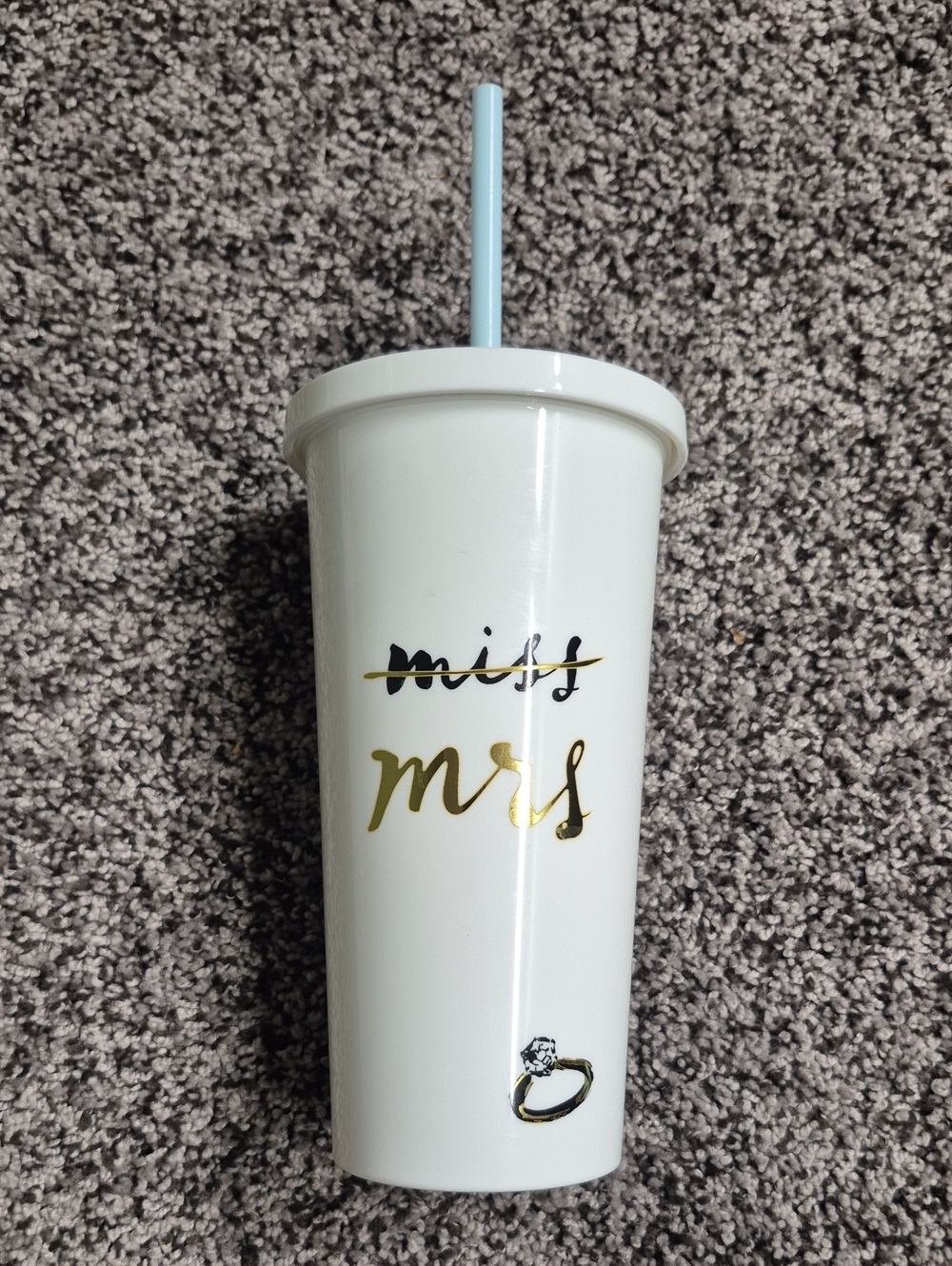 kate spade White Travel Tumbler with Gold Logo